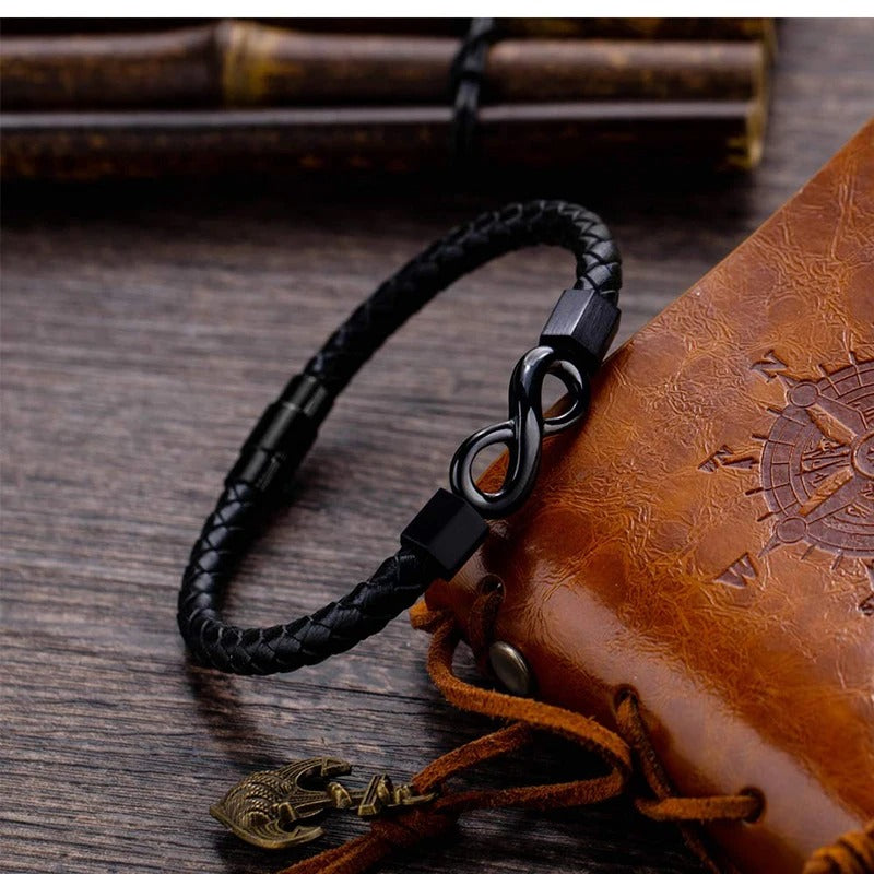 JOHN | Bracelet personnalisé en cuir & acier inoxydable