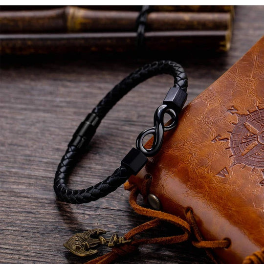 JOHN | Bracelet personnalisé en cuir & acier inoxydable