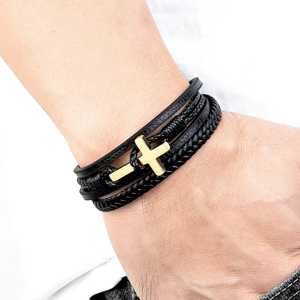 BLAKE | Bracelet en cuir & acier inoxydable