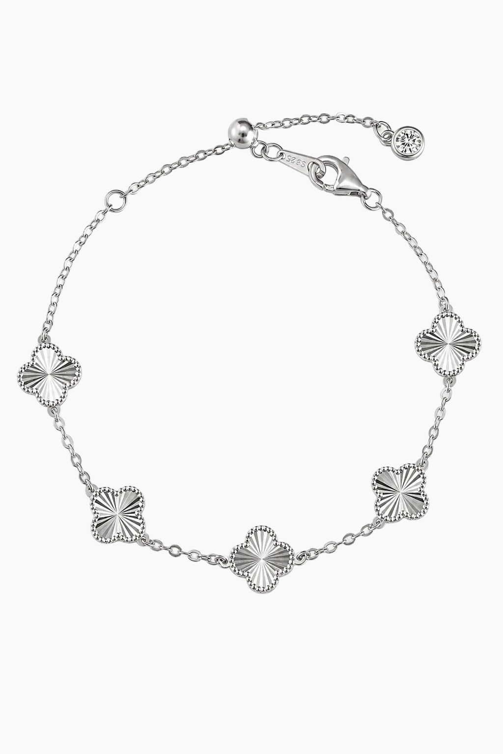 Bracelet trèfle texturé éclat argent 925 – Ria.