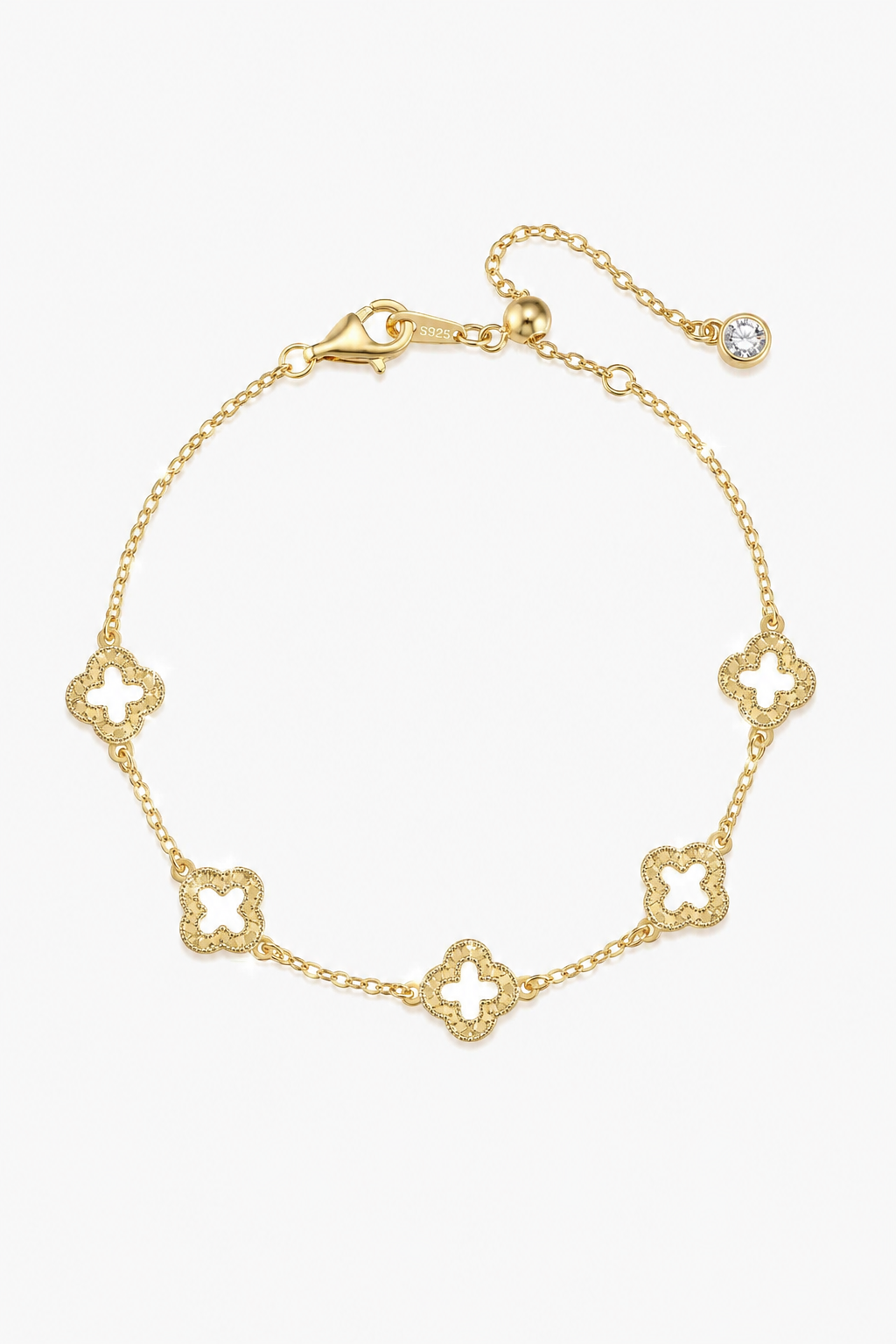 Bracelet trèfle scintillant plaqué or 14K – Emma.