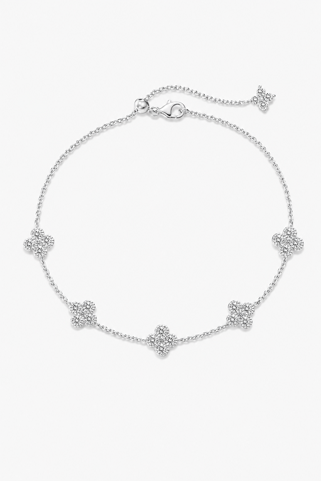Bracelet trèfle argent 925 éclat diamanté – Nahome.
