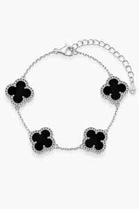 Bracelet trèfle noir argent – Iconique