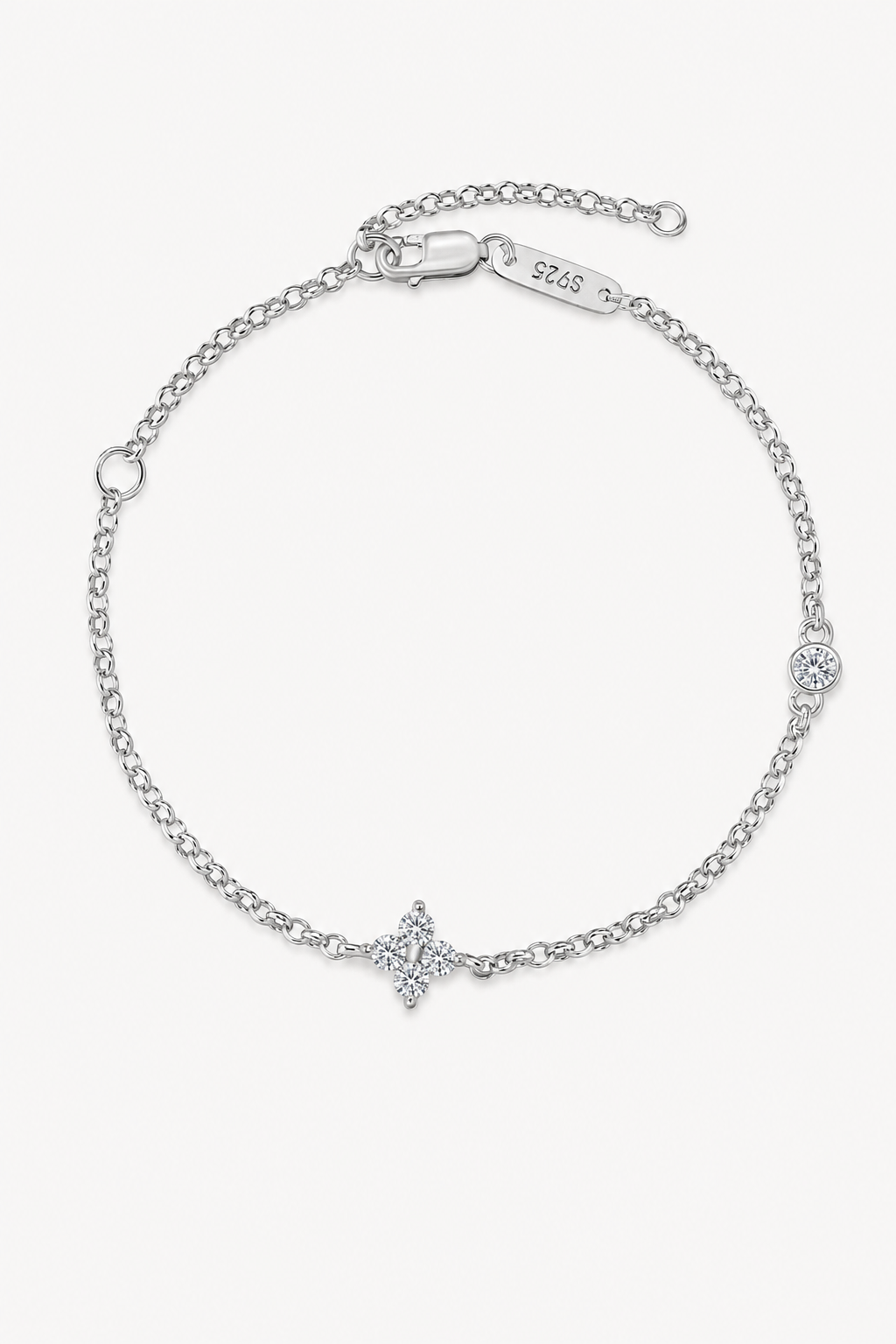 Bracelet trèfle éclat moissanite argent 925 – Soléa.