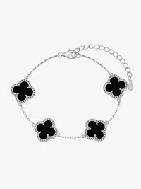 Bracelet trèfle noir argent – Iconique