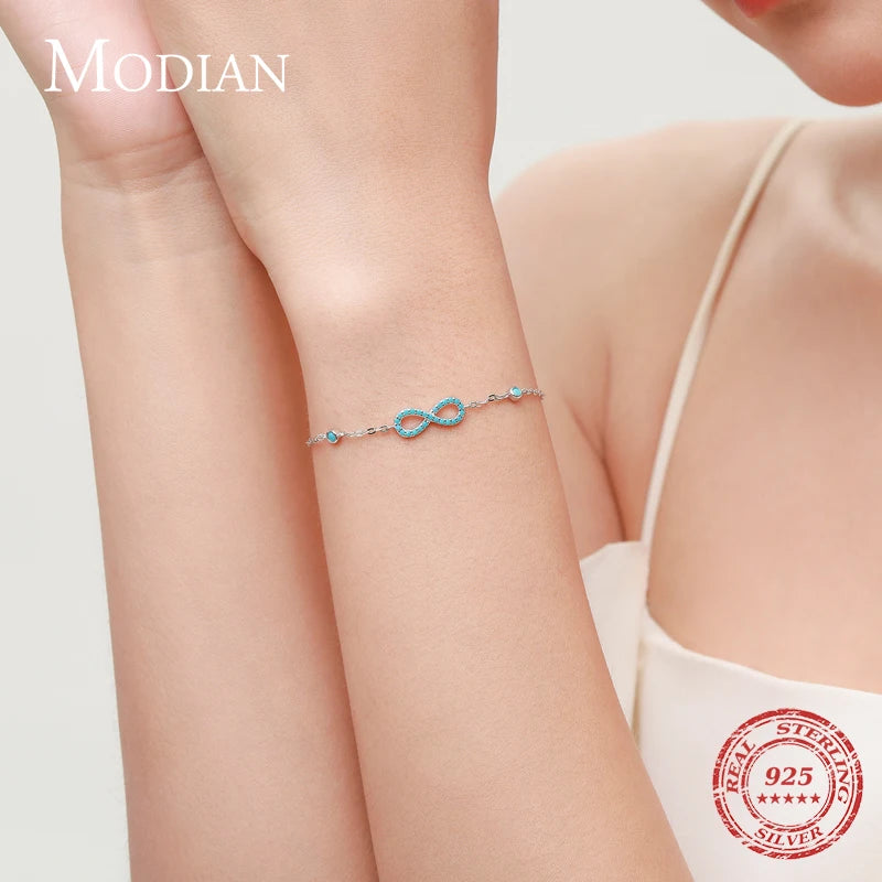KAYLA - MODIAN romantique amour infini Bracelet 925 en argent Sterling Vintage naturel Turquoise chaîne Bracelets pour femme bijoux de mariage