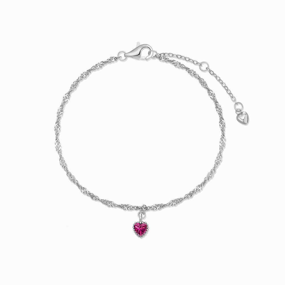 Bracelet cœur rose scintillant argent 925 – Emilie.