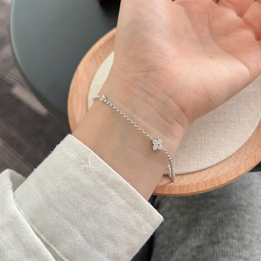 Bracelet trèfle éclat moissanite argent 925 – Soléa.