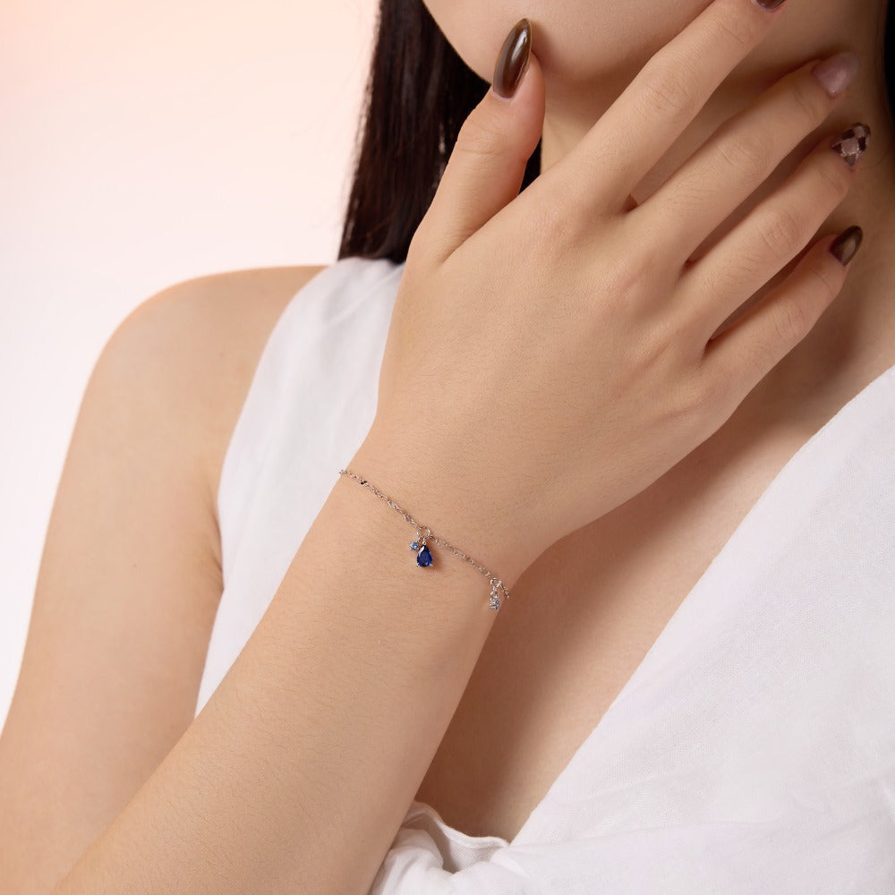 Bracelet fin argent goutte bleue – Liora.