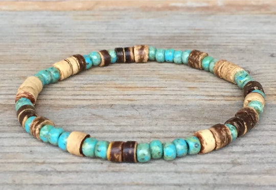 AARON - Ensemble de bracelets pour hommes. Bracelet perlé pour hommes Bracelet de style surfeur. Bracelet pour hommes empilable Bracelets empilables Bracelets Boho extensibles - Le BRACELET 