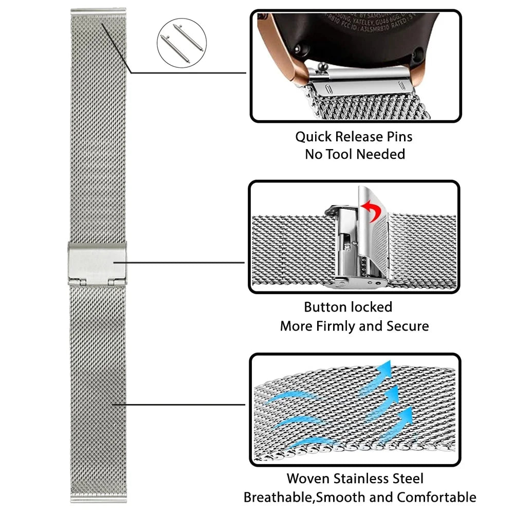 18mm 20mm 22mm 24mm largeur dégagement rapide bracelet de montre entièrement en acier inoxydable montre-bracelet universel tête plate bracelet de montre accessoires - Le BRACELET 