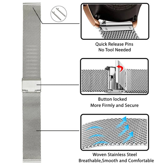 18mm 20mm 22mm 24mm largeur dégagement rapide bracelet de montre entièrement en acier inoxydable montre-bracelet universel tête plate bracelet de montre accessoires - Le BRACELET 