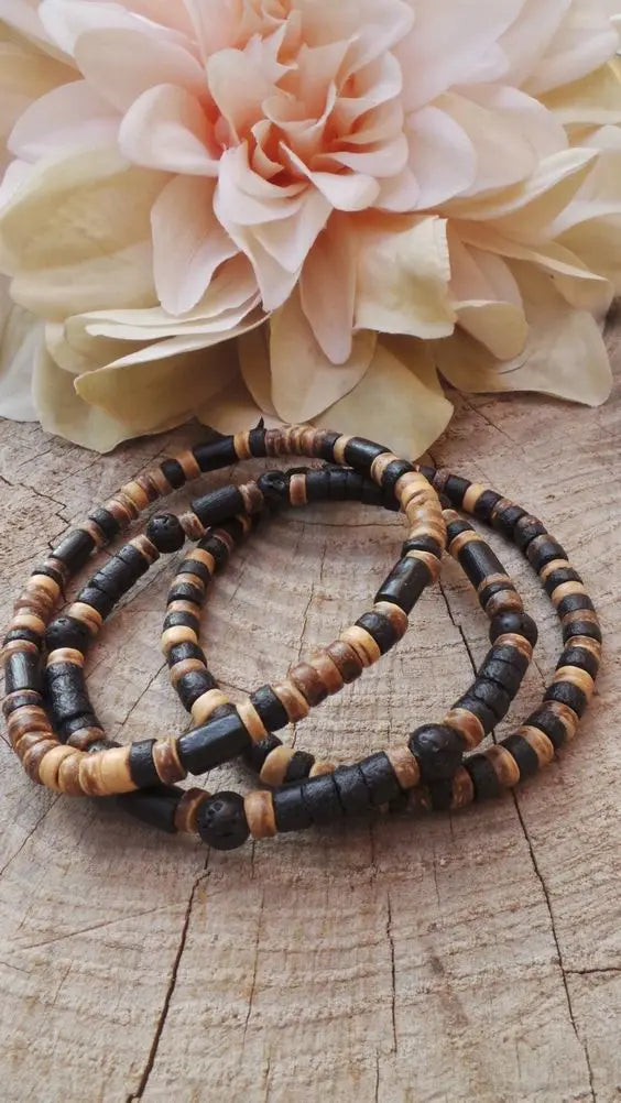 AARON - Ensemble de bracelets pour hommes. Bracelet perlé pour hommes Bracelet de style surfeur. Bracelet pour hommes empilable Bracelets empilables Bracelets Boho extensibles - Le BRACELET 