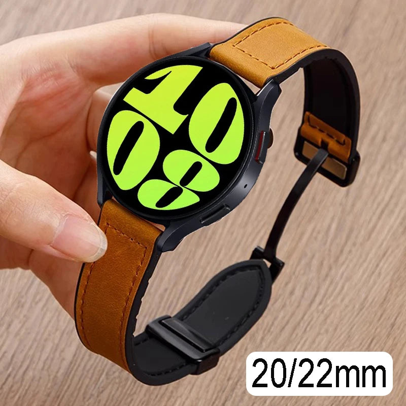 Bracelet en cuir et Silicone, 22mm 20mm, pour Samsung Galaxy Watch 7 6 5 4 40mm/44mm, bracelet magnétique pour Galaxy Watch 6 Classic 43mm 47mm - Le BRACELET 