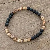 AARON - Ensemble de bracelets pour hommes. Bracelet perlé pour hommes Bracelet de style surfeur. Bracelet pour hommes empilable Bracelets empilables Bracelets Boho extensibles - Le BRACELET 