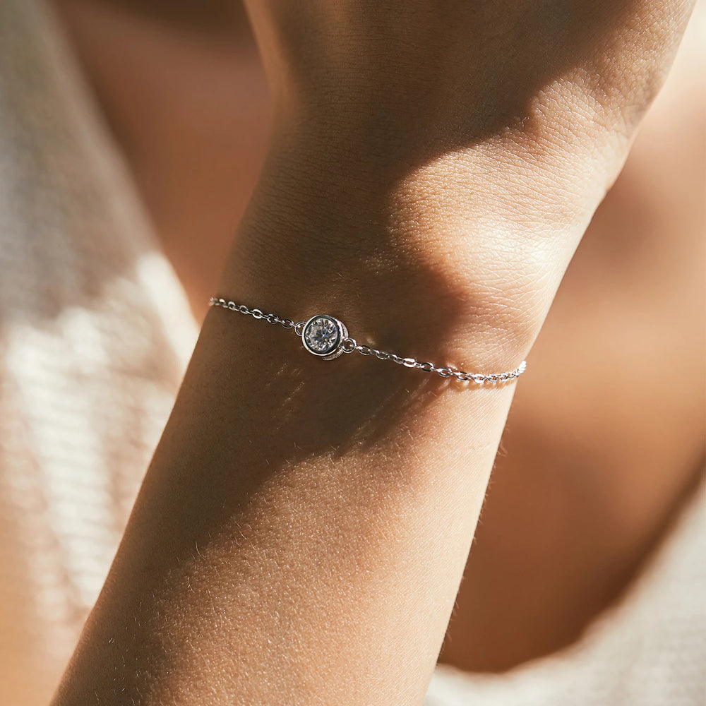 ALYSSA - MODIAN 0.5CT Moissanite Bracelet 925 en argent Sterling classique lien chaîne bracelets à breloques pour les femmes de luxe bijoux de mariage