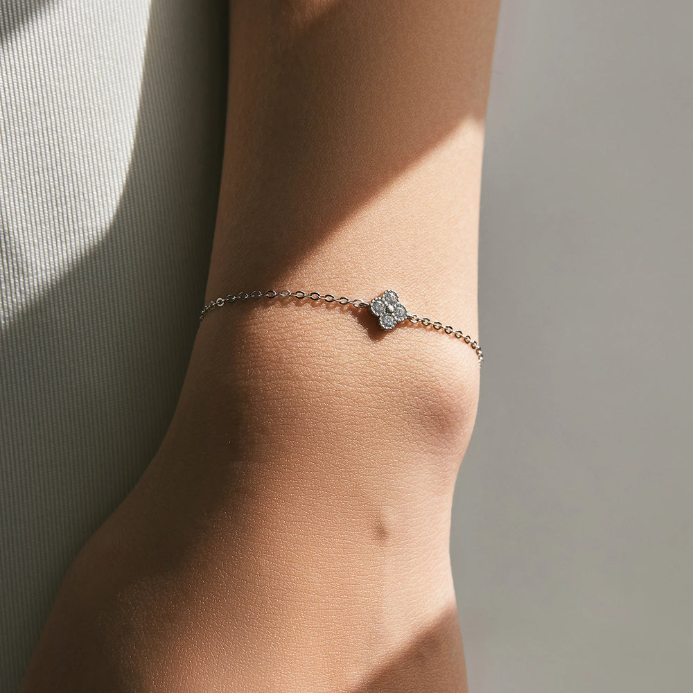 ROSIE - MODIAN 925 argent Sterling exquis chanceux trèfle à quatre feuilles CZ lien chaîne empilable doux Bracelet pour les femmes quotidien bijoux fins
