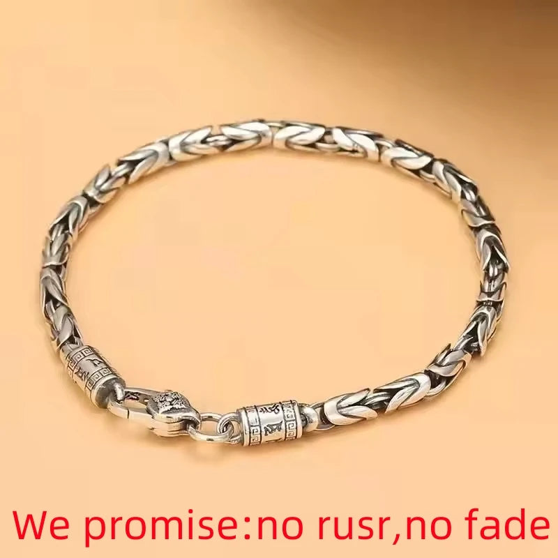 Bracelet en bambou en argent Sterling 925, approvisionnement Direct d'usine, mode style rétro pour hommes et femmes, personnalité punk, bijoux en bambou, cadeau