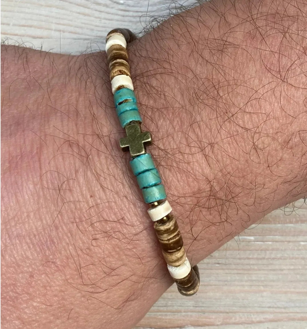 AARON - Ensemble de bracelets pour hommes. Bracelet perlé pour hommes Bracelet de style surfeur. Bracelet pour hommes empilable Bracelets empilables Bracelets Boho extensibles - Le BRACELET 