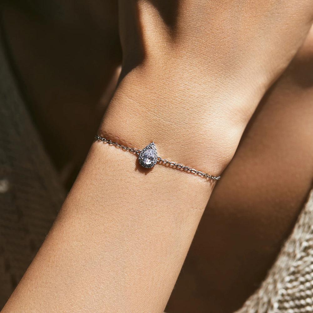 AVA - MODIAN 925 en argent Sterling goutte d'eau clair CZ Bracelet poire coupe lien chaîne platine plaqué Bracelet pour les femmes bijoux de mariage