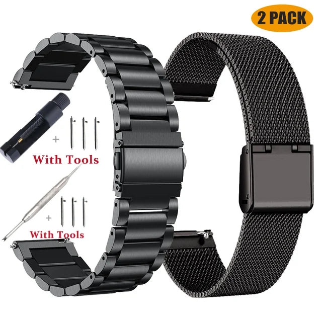 18mm 20mm 22mm 24mm largeur dégagement rapide bracelet de montre entièrement en acier inoxydable montre-bracelet universel tête plate bracelet de montre accessoires - Le BRACELET 