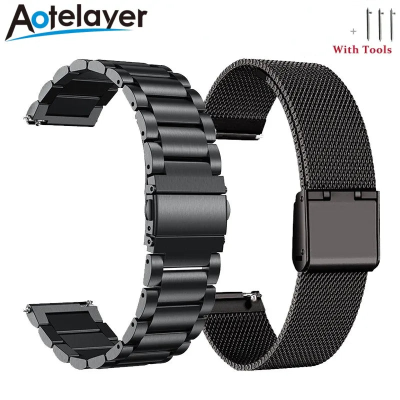 18mm 20mm 22mm 24mm largeur dégagement rapide bracelet de montre entièrement en acier inoxydable montre-bracelet universel tête plate bracelet de montre accessoires - Le BRACELET 