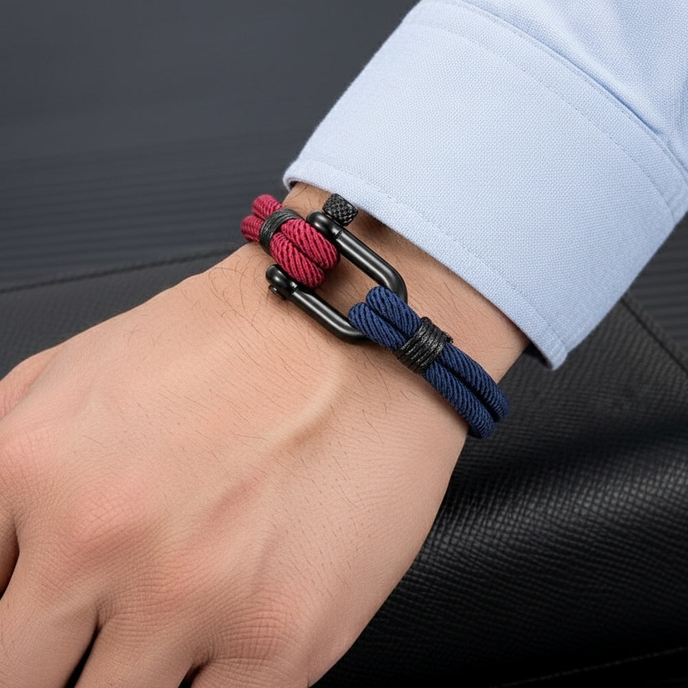 CHARLIE | Bracelet en corde & acier inoxydable