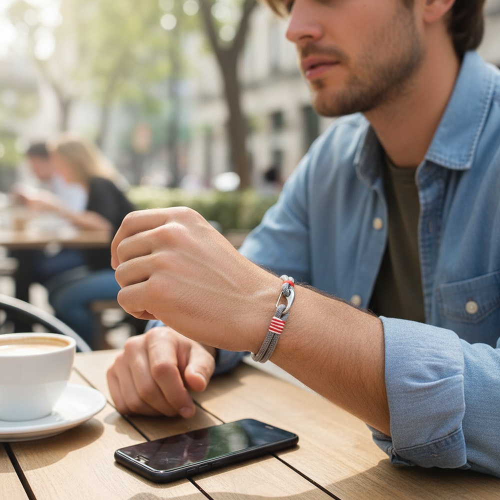 BROOKLYN | Bracelet en acier inoxydable & corde double tour