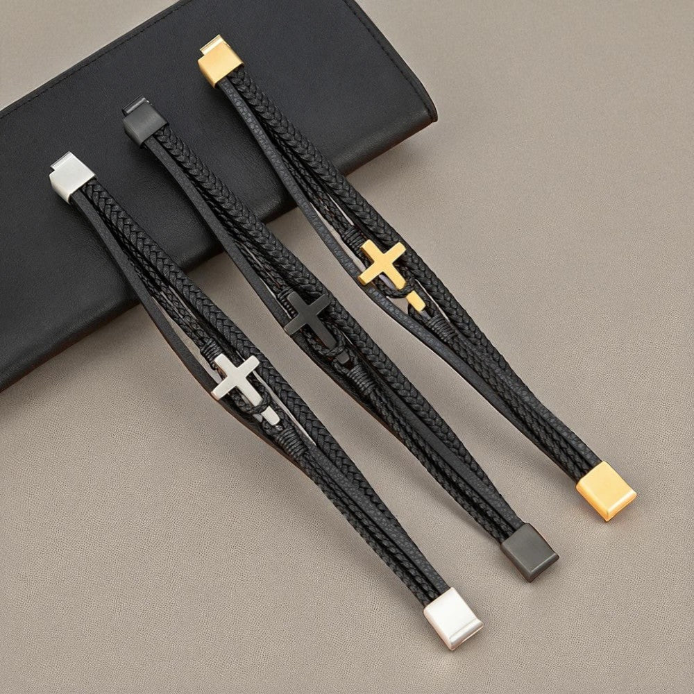 BLAKE | Bracelet en cuir & acier inoxydable