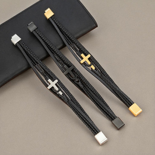 BLAKE | Bracelet en cuir & acier inoxydable