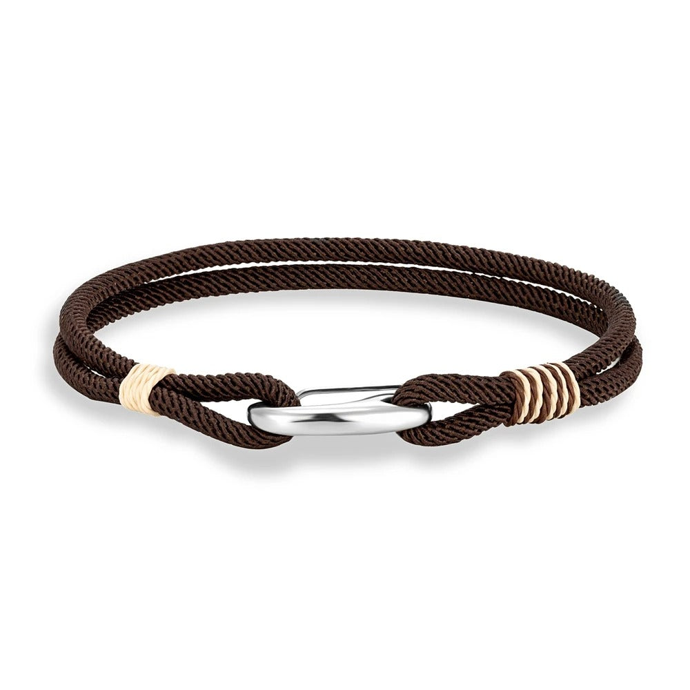 BROOKLYN | Bracelet en acier inoxydable & corde double tour