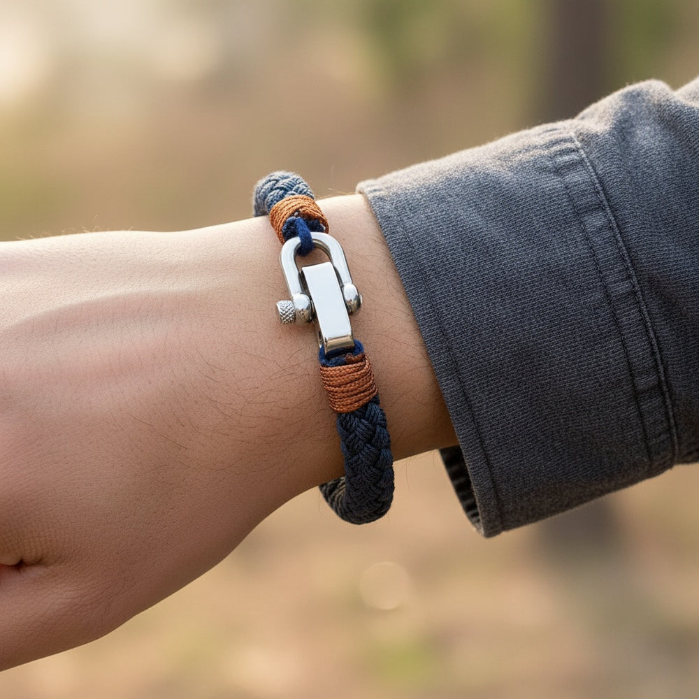 DENZEL | Bracelet en corde & acier inoxydable