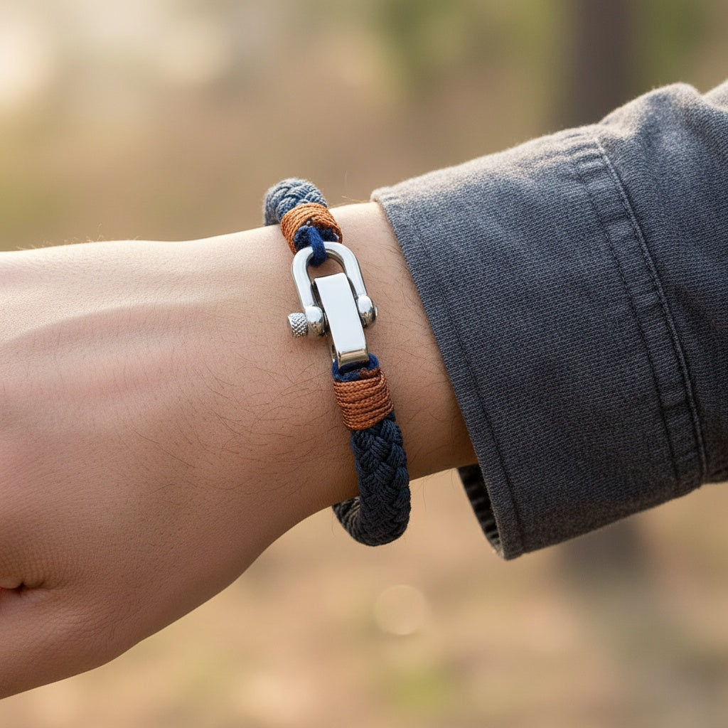 DENZEL | Bracelet en corde & acier inoxydable