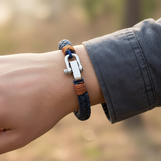 DENZEL | Bracelet en corde & acier inoxydable