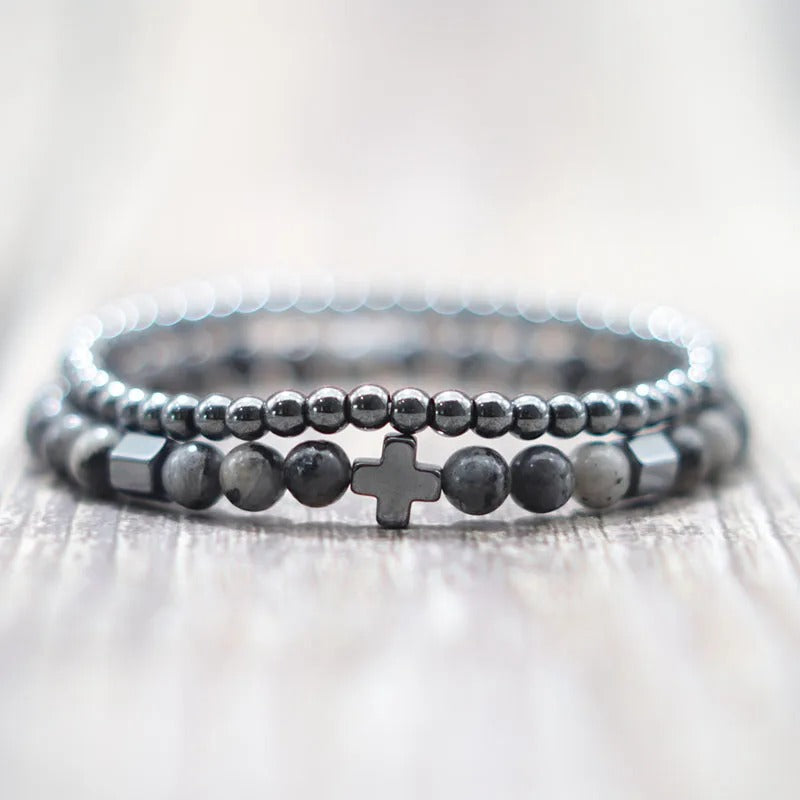 MARK |  Bracelet perlé pierre de lave