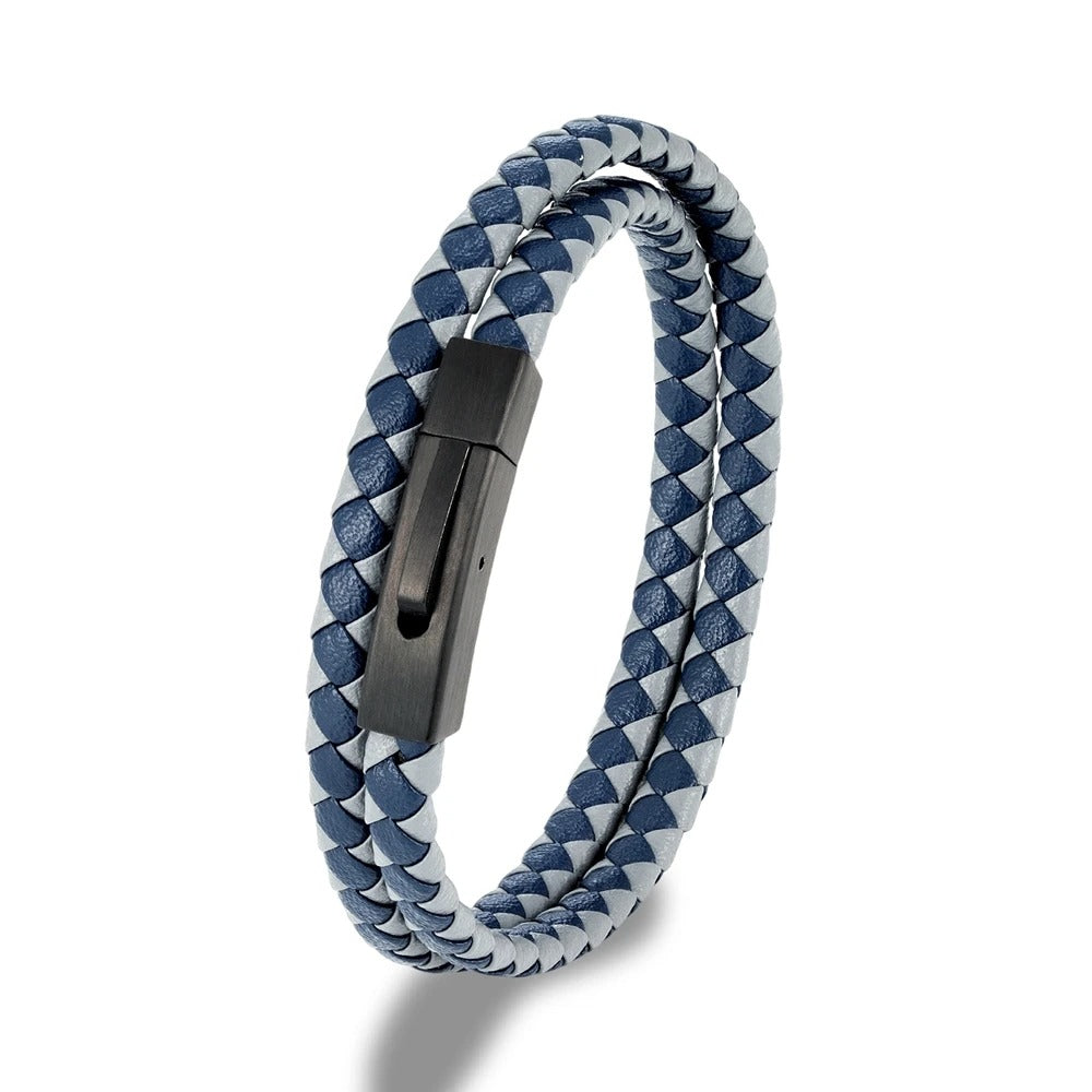 ZANE | Bracelet en cuir tissé & acier inoxydable
