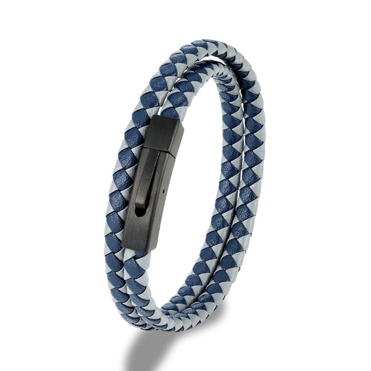 ZANE | Bracelet en cuir tissé & acier inoxydable