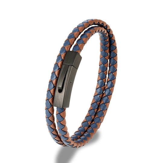 ZANE | Bracelet en cuir tissé & acier inoxydable