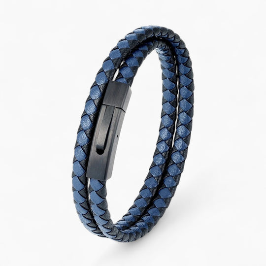 ZANE | Bracelet en cuir tissé & acier inoxydable