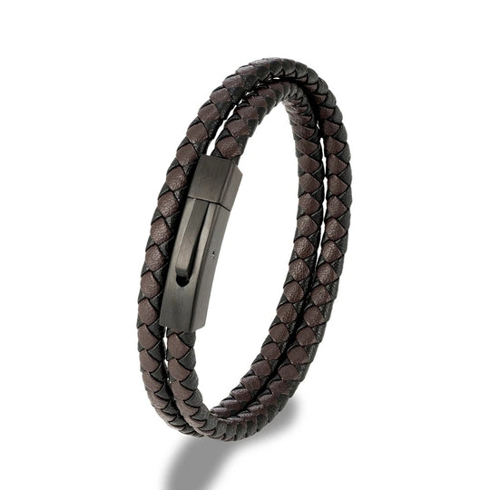 ZANE | Bracelet en cuir tissé & acier inoxydable