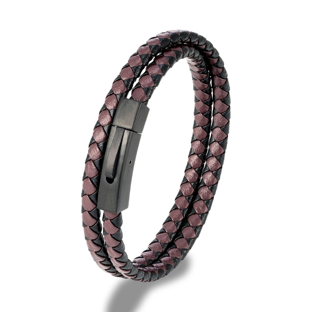 ZANE | Bracelet en cuir tissé & acier inoxydable