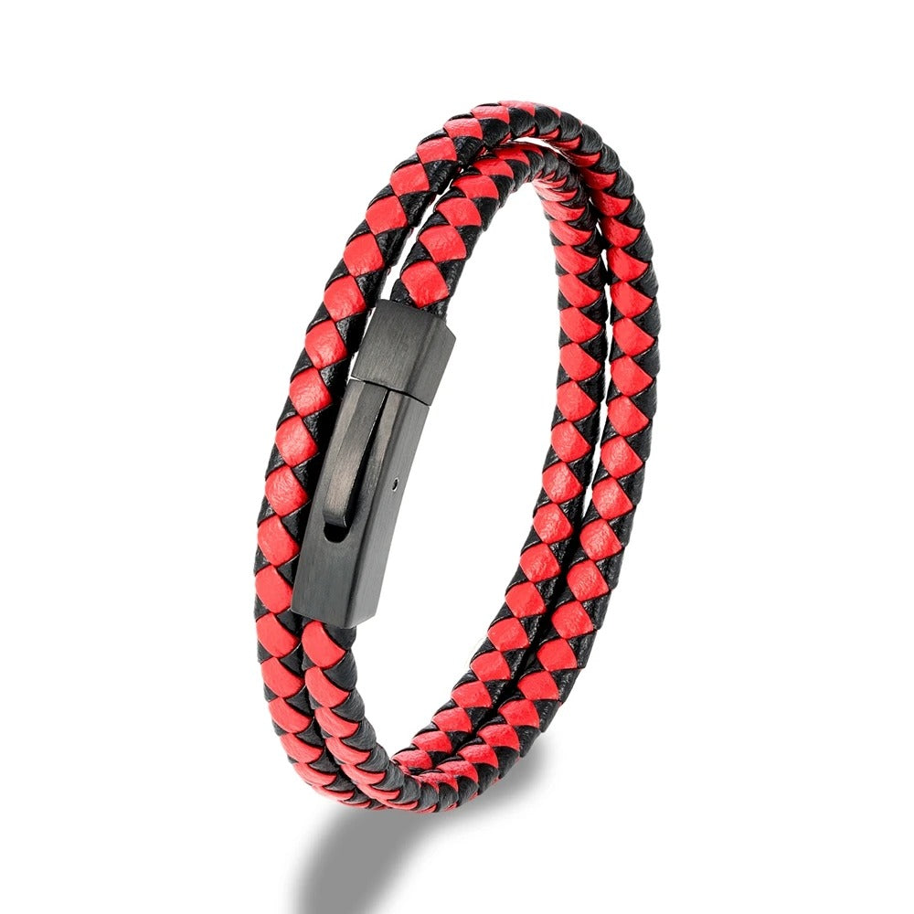 ZANE | Bracelet en cuir tissé & acier inoxydable