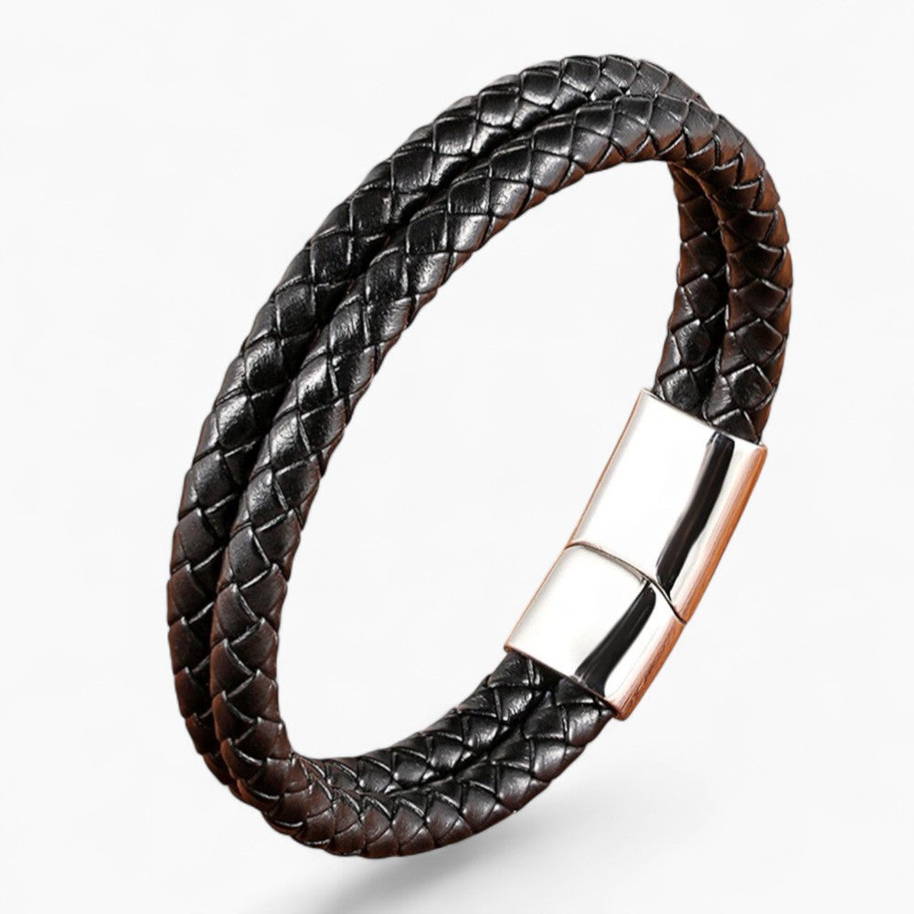 RYDER | Bracelet en cuir & acier inoxydable