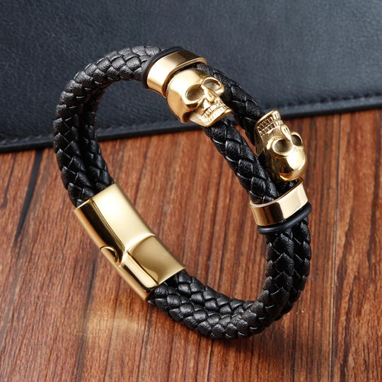 CALEB | Bracelets en cuir tressé & acier inoxydable