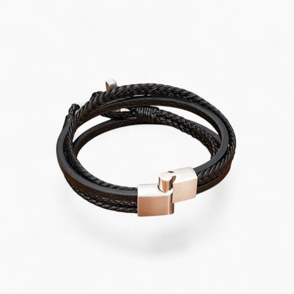 BLAKE | Bracelet en cuir & acier inoxydable