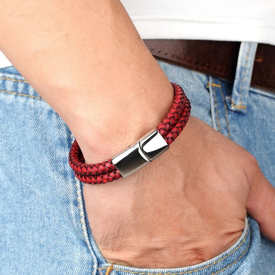 RYDER | Bracelet en cuir & acier inoxydable