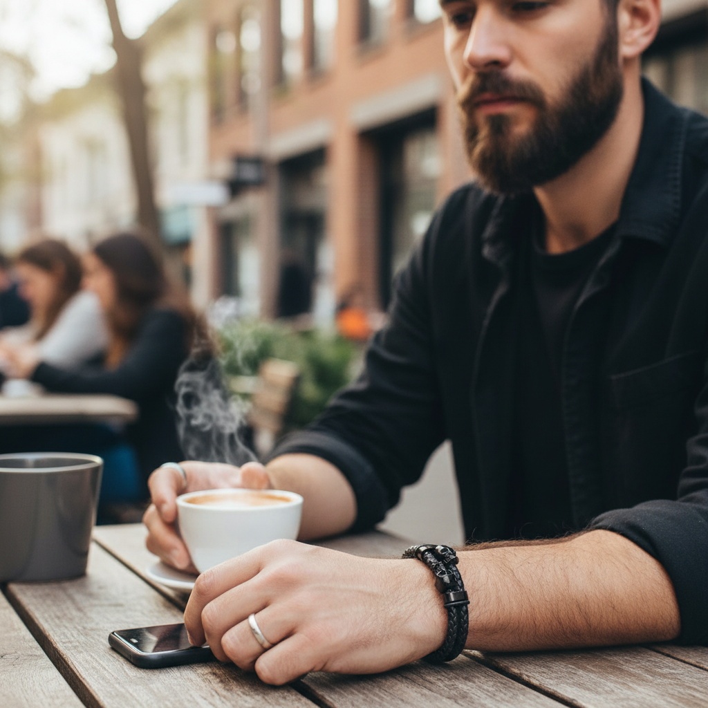 CALEB | Bracelets en cuir tressé & acier inoxydable