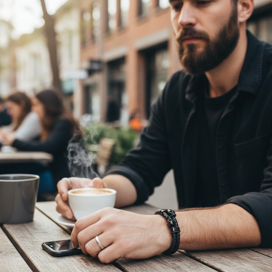CALEB | Bracelets en cuir tressé & acier inoxydable