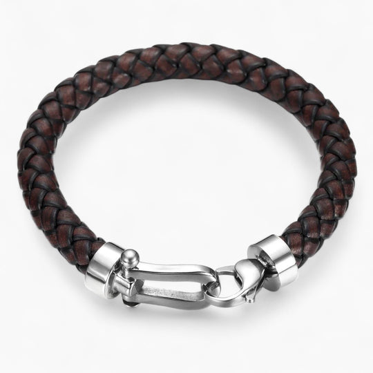 ASHER | Bracelet en cuir tressé & acier inoxydable