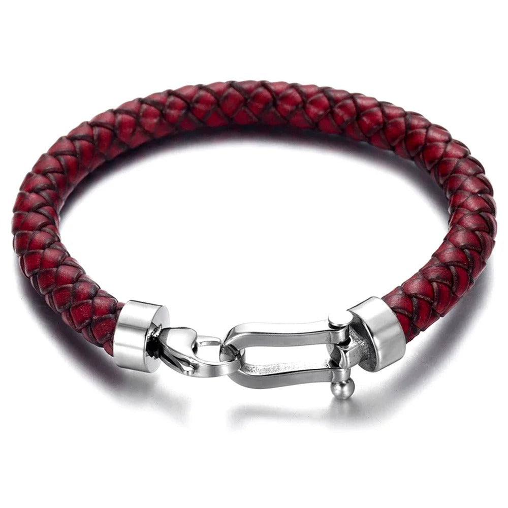 ASHER | Bracelet en cuir tressé & acier inoxydable
